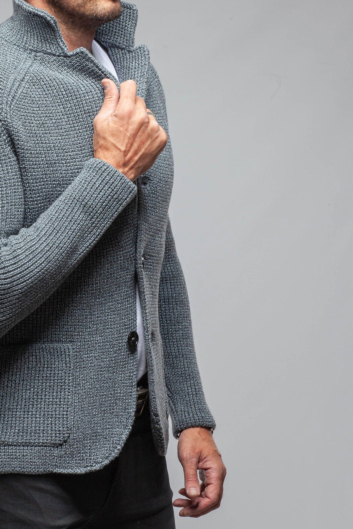 Axels-BDSR Tuscan Sweater Jacket In Charcoal Mens - Sweaters