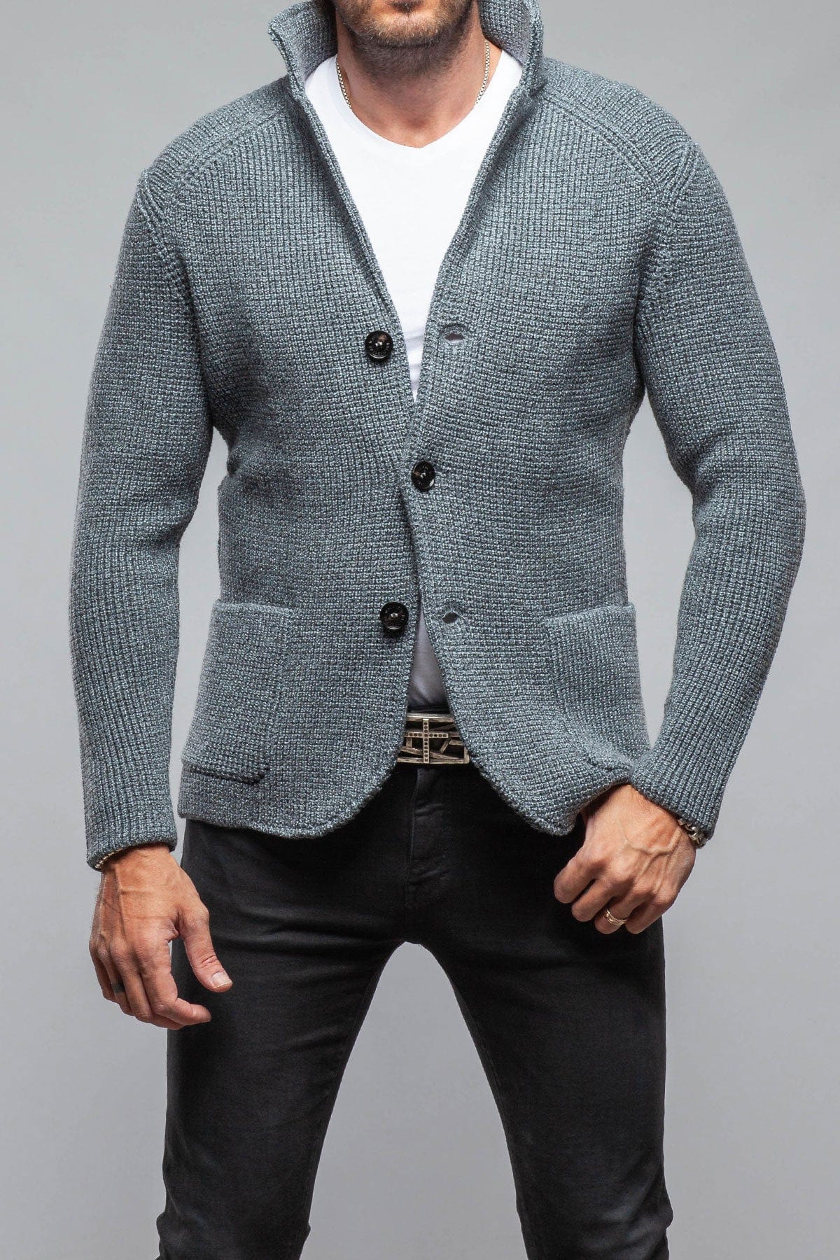 Axels-BDSR Tuscan Sweater Jacket In Charcoal Mens - Sweaters