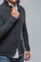 Tuscan Sweater Jacket In Olive Navy - AXEL'S