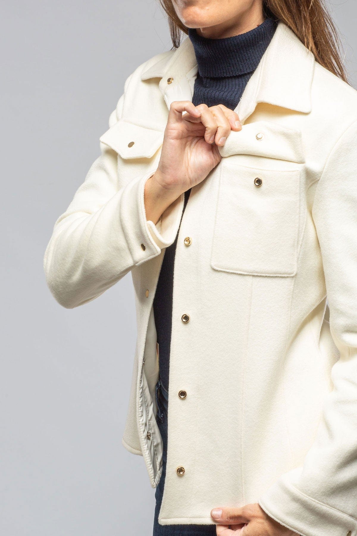 Eloise Virgin Wool Shirt Jacket In White - AXEL'S