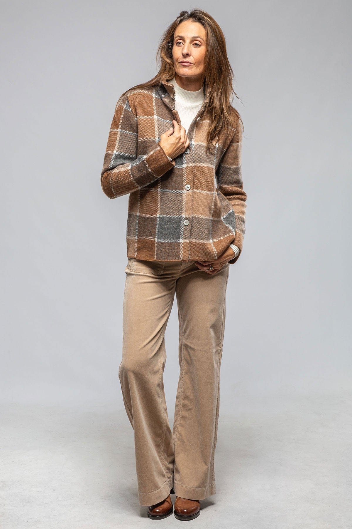 Fulvia Cashmere Plaid Shirt In Brown - AXEL'S