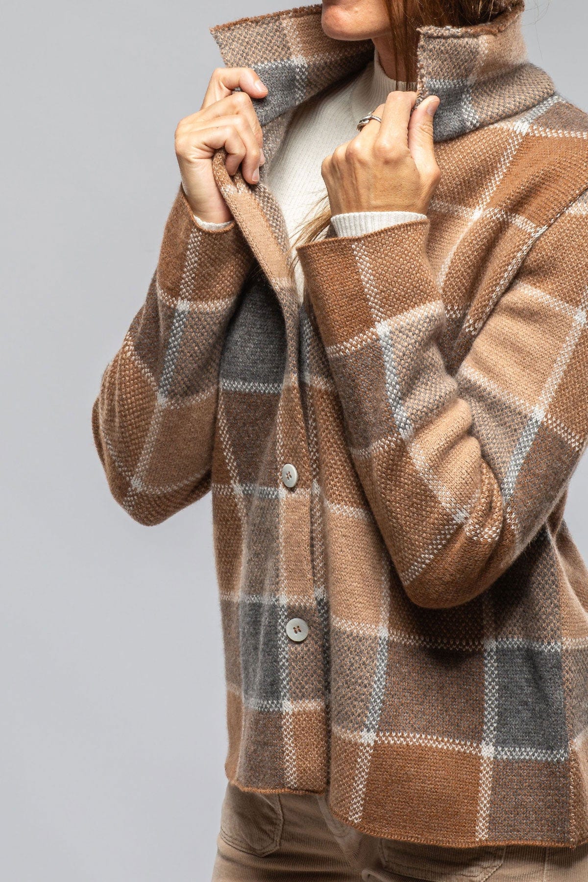 Fulvia Cashmere Plaid Shirt In Brown - AXEL'S