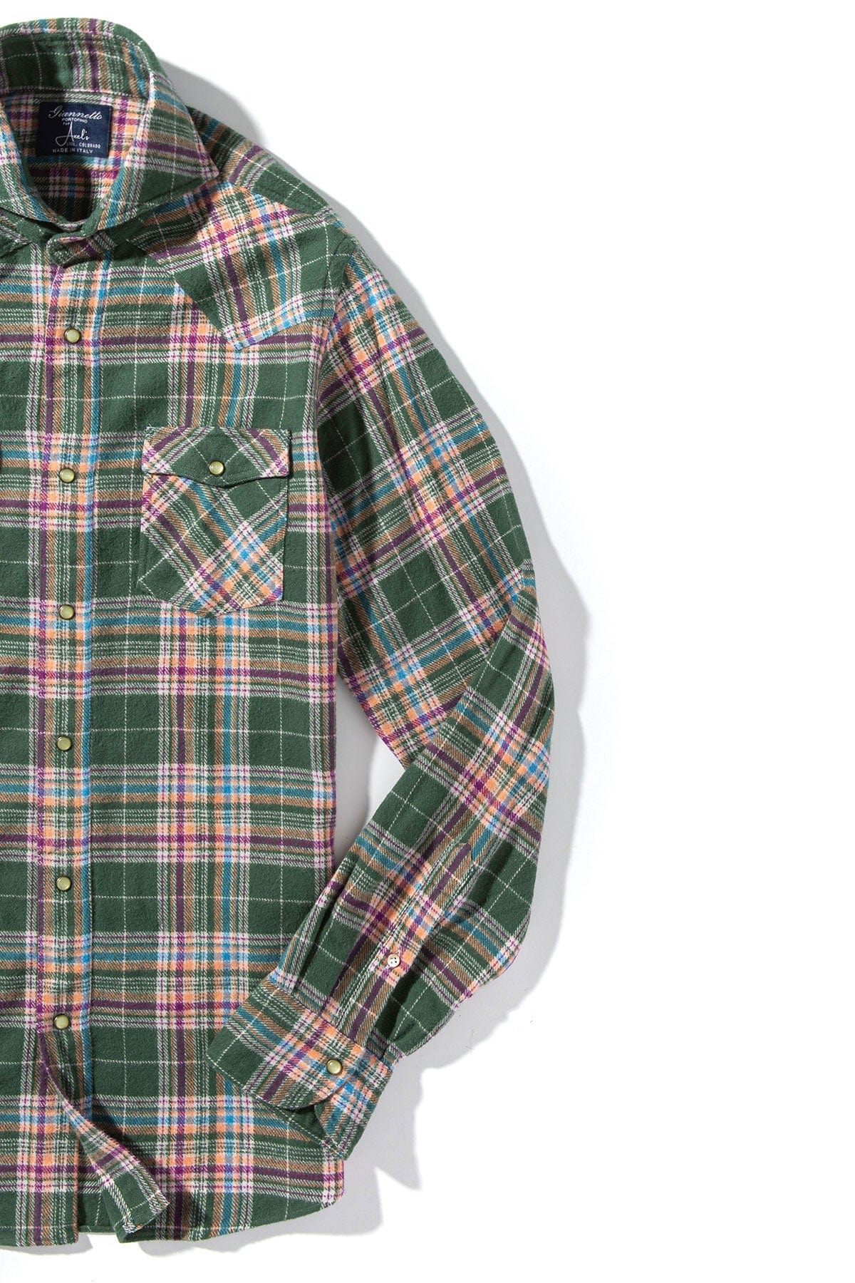 Apennines Brushed Cotton Check in Green/ Purple - AXEL'S