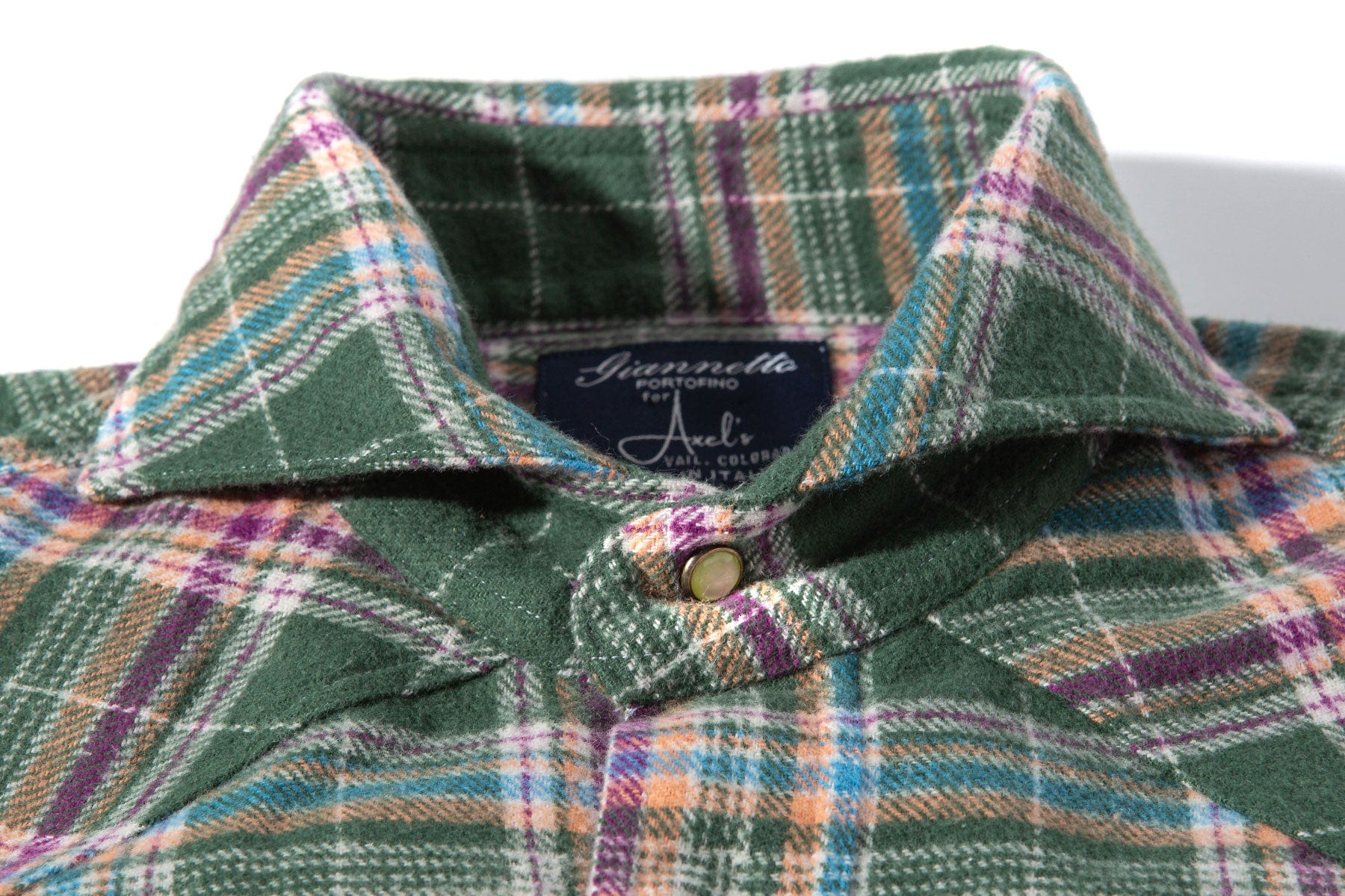 Apennines Brushed Cotton Check in Green/ Purple - AXEL'S