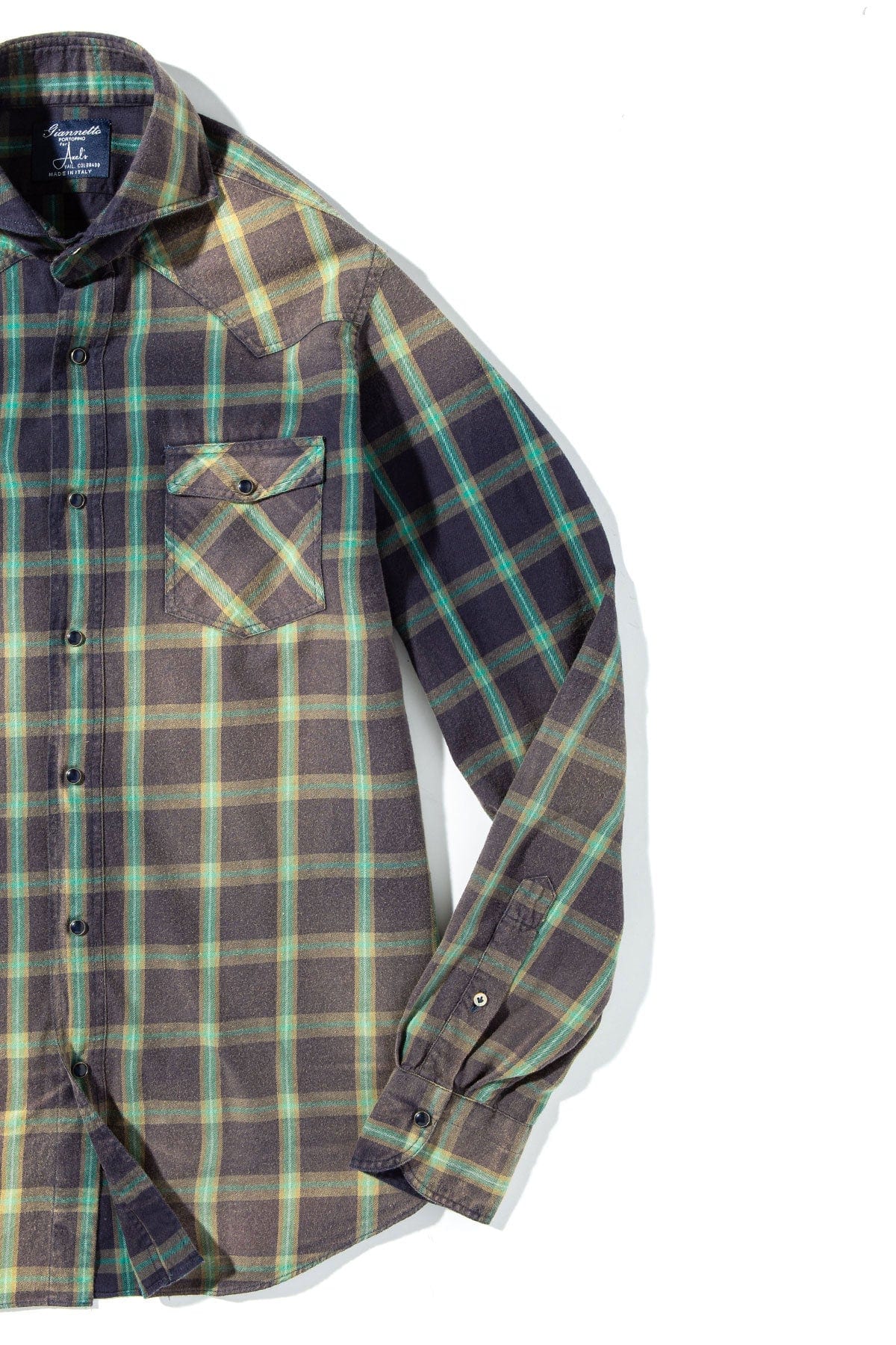 Arakan Brushed Cotton Check In Navy/Green - AXEL'S