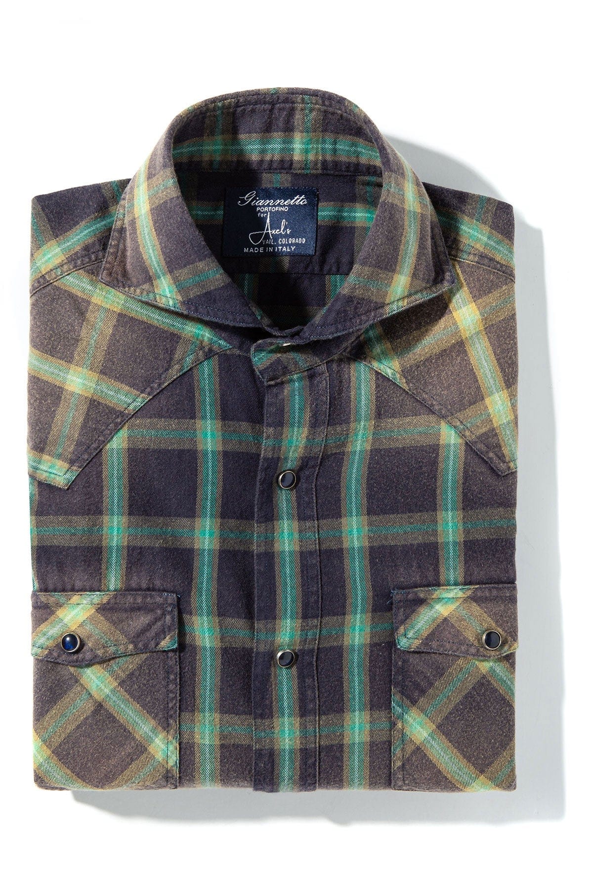 Arakan Brushed Cotton Check In Navy/Green - AXEL'S