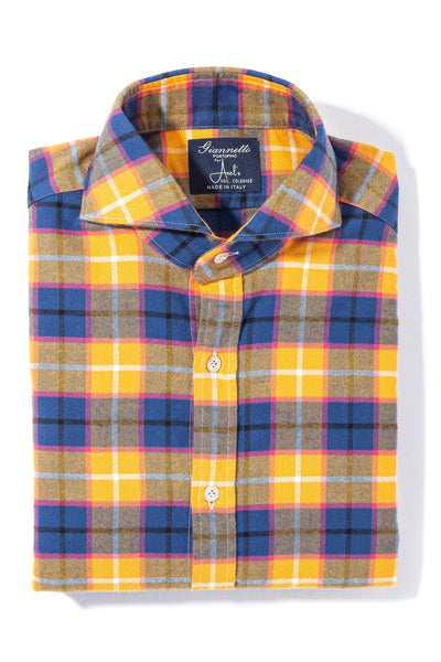 Avawatz Brushed Cotton Plaid in Orange and Blue - AXEL'S