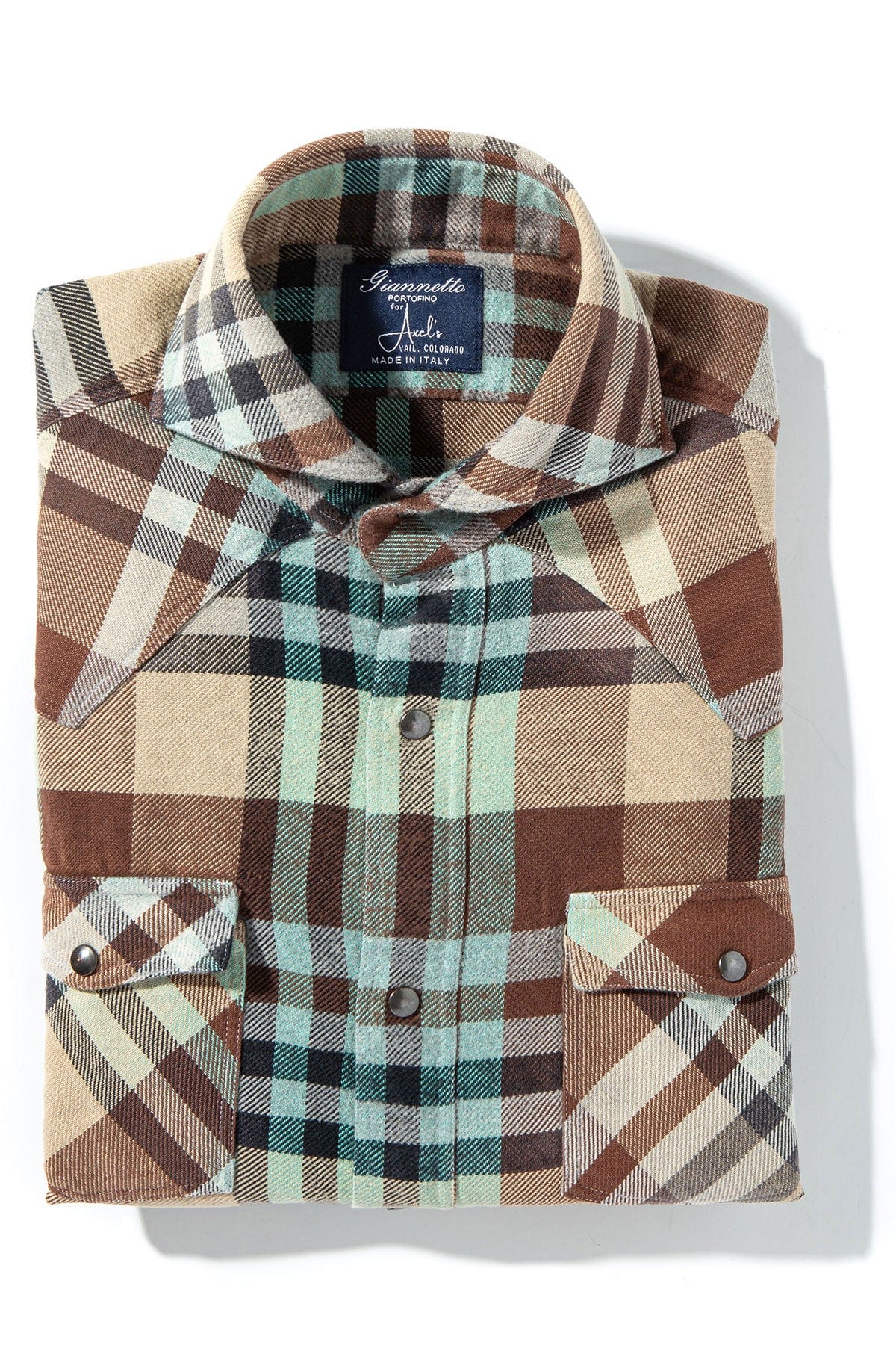 Axels GP Drakensberg Brushed Cotton Check In Brown/ Turqouise | Mens - Shirts