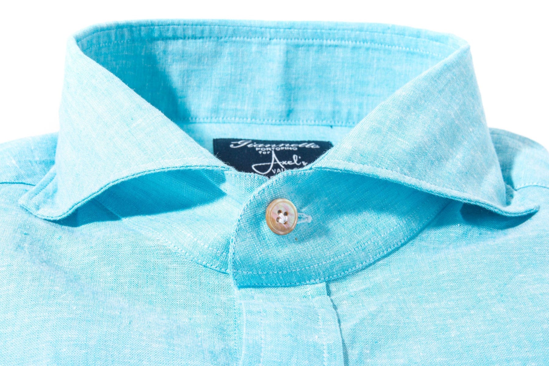 Mach Linen Cotton Snap Shirt in Turquoise - AXEL'S