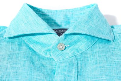 Sorgue Linen Shirt In Aqua Marine - AXEL'S