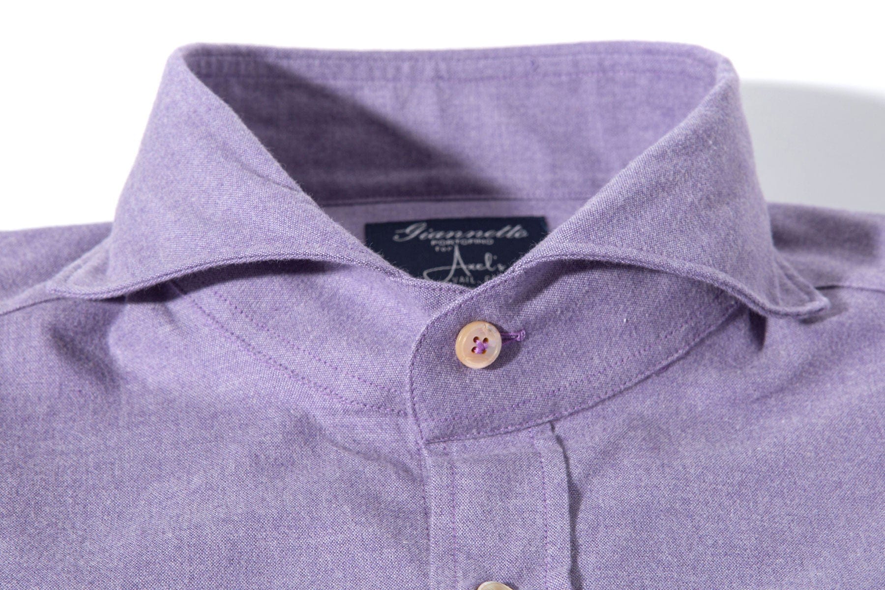 Stanovoy Solid Brushed Cotton Shirt In Purple - AXEL'S