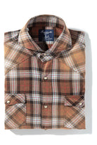 Vindhya Brushed Cotton Western Shirt In Brown and Blue - AXEL'S