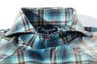 Vindhya Brushed Cotton Western Shirt In Turquoise and Navy - AXEL'S