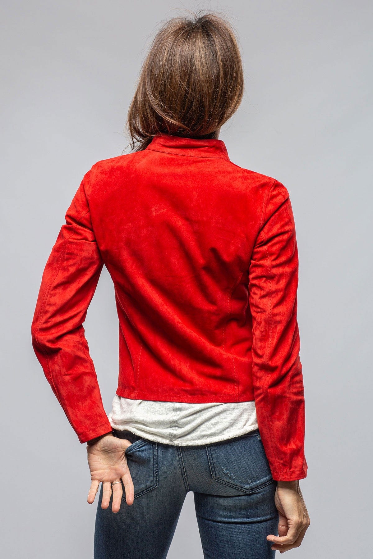 Helen Suede Short Jacket In Rossa - AXEL'S