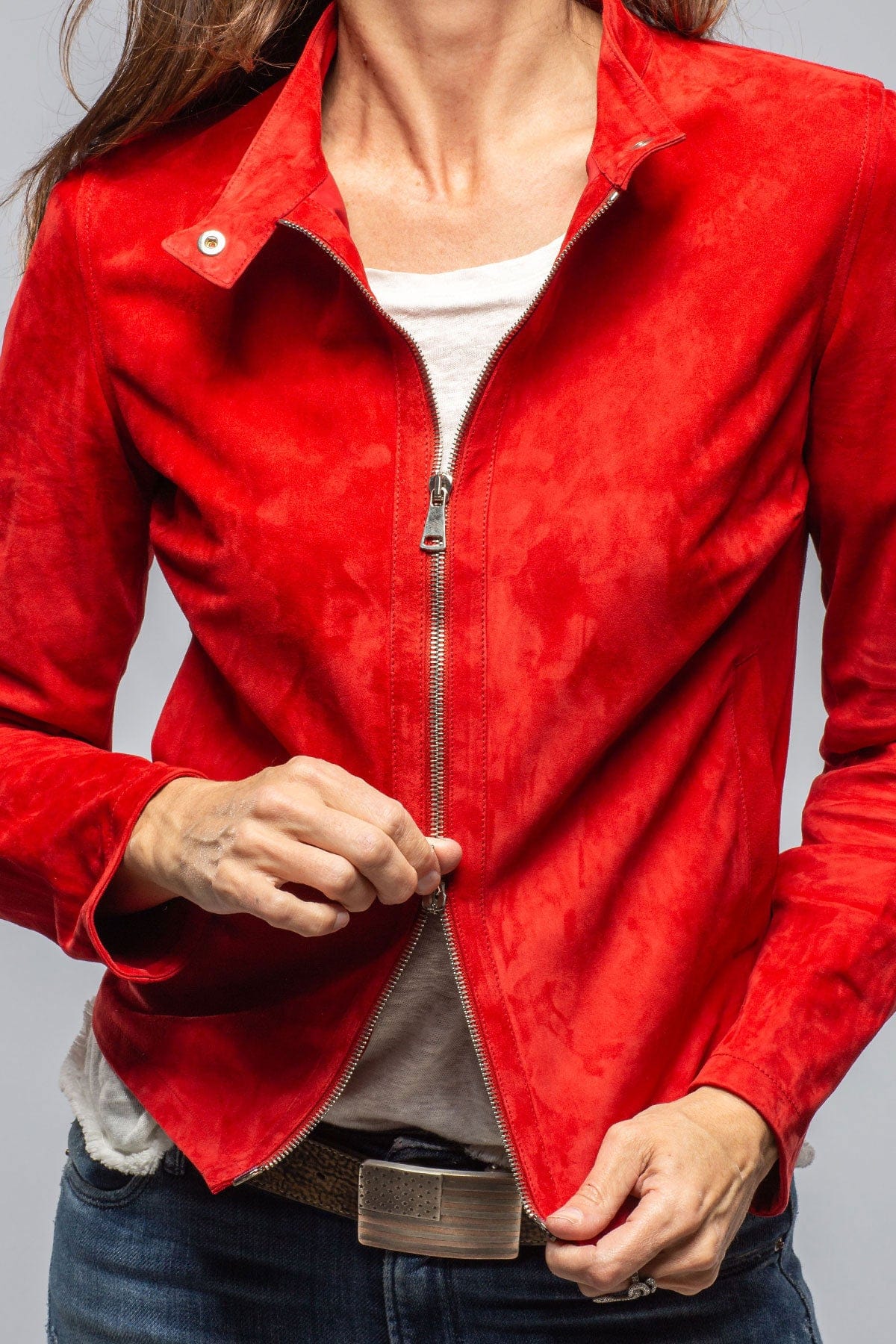 Helen Suede Short Jacket In Rossa - AXEL'S