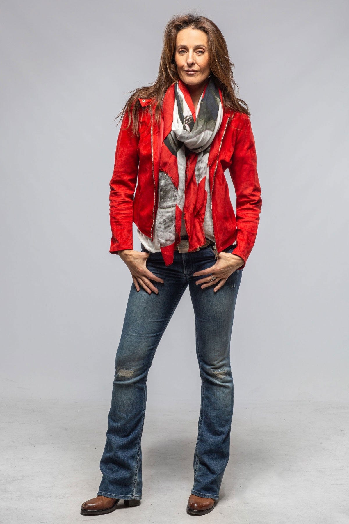 Axels Helen Suede Short Jacket In Rossa Ladies - Outerwear - Leather