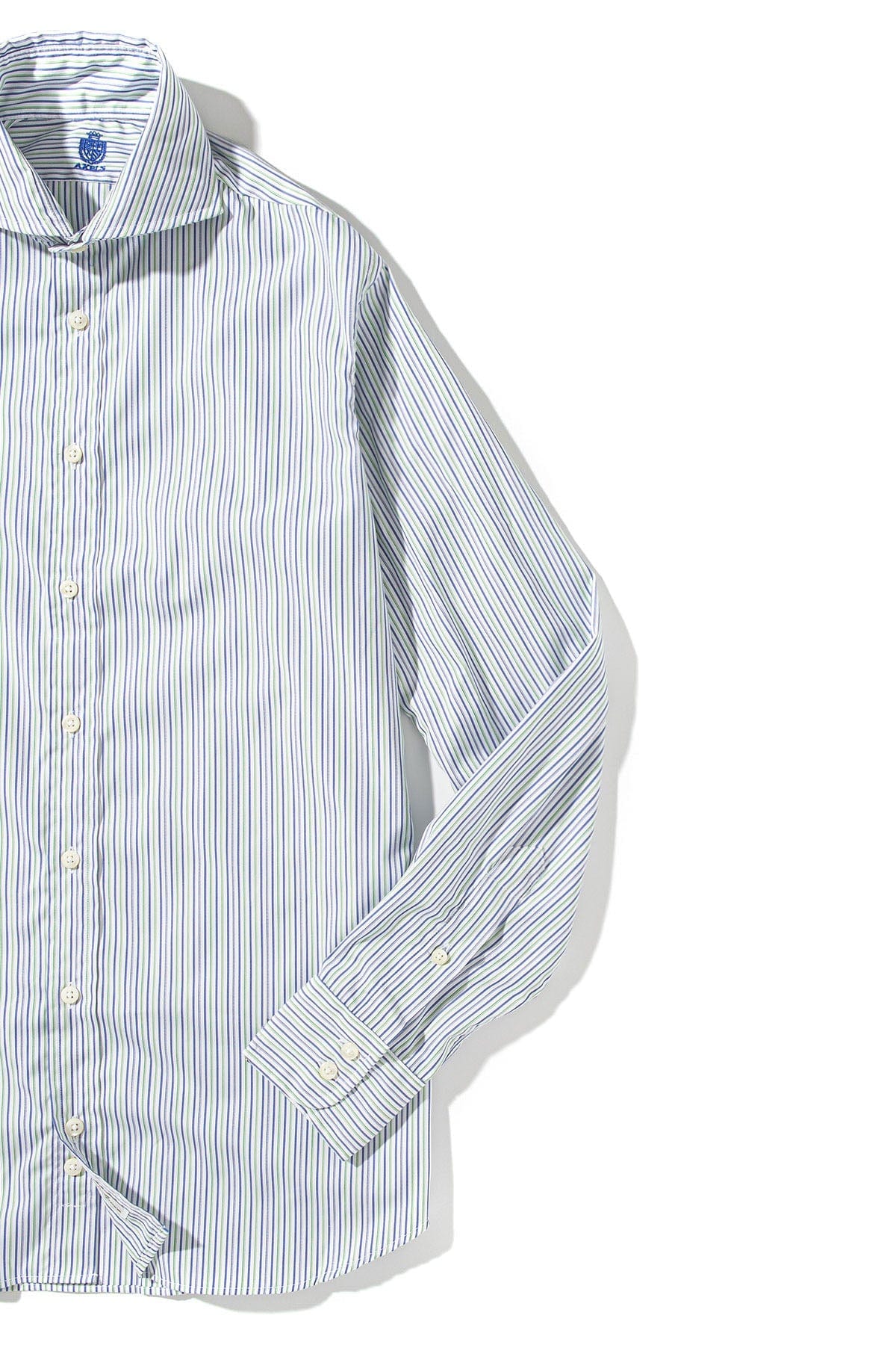 Axels-Is Marina Poplin Stripe Shirt In Blue Green Mens - Shirts - Dress