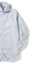 Axels-Is Marina Poplin Stripe Shirt In Blue Green Mens - Shirts - Dress