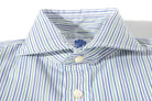 Axels-Is Marina Poplin Stripe Shirt In Blue Green Mens - Shirts - Dress