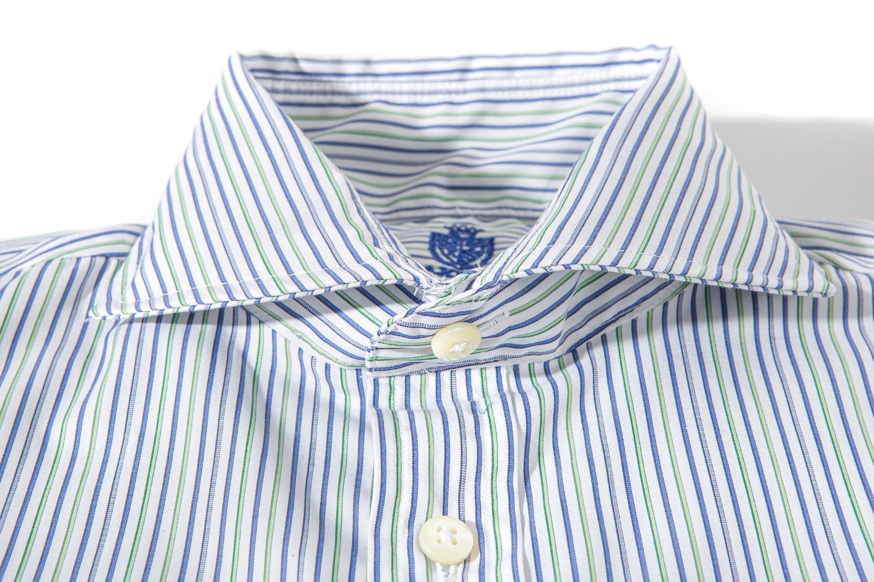 Axels-Is Marina Poplin Stripe Shirt In Blue Green Mens - Shirts - Dress
