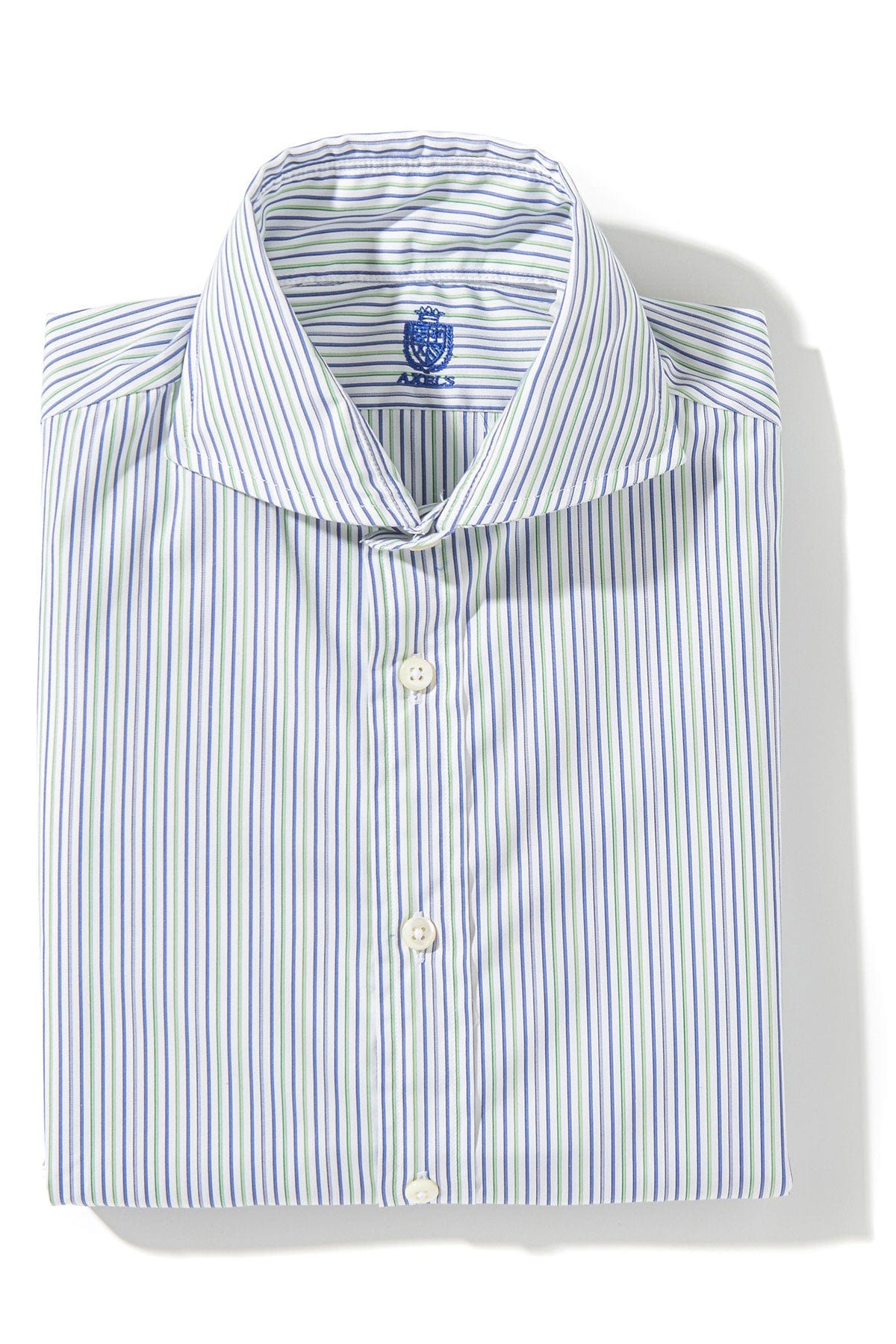 Axels-Is Marina Poplin Stripe Shirt In Blue Green Mens - Shirts - Dress