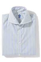 Axels-Is Marina Poplin Stripe Shirt In Blue Green Mens - Shirts - Dress