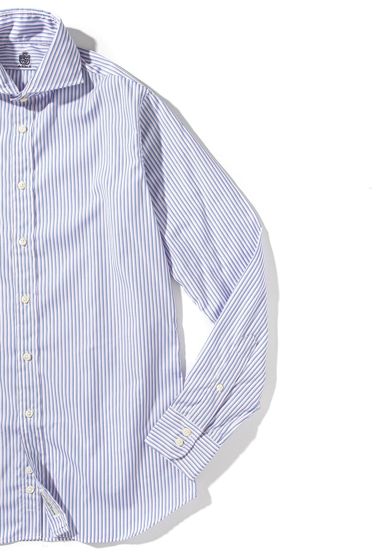 Axels-Is Poplin Blue Stripe Shirt In Pink Shadow Stripe Mens - Shirts - Dress