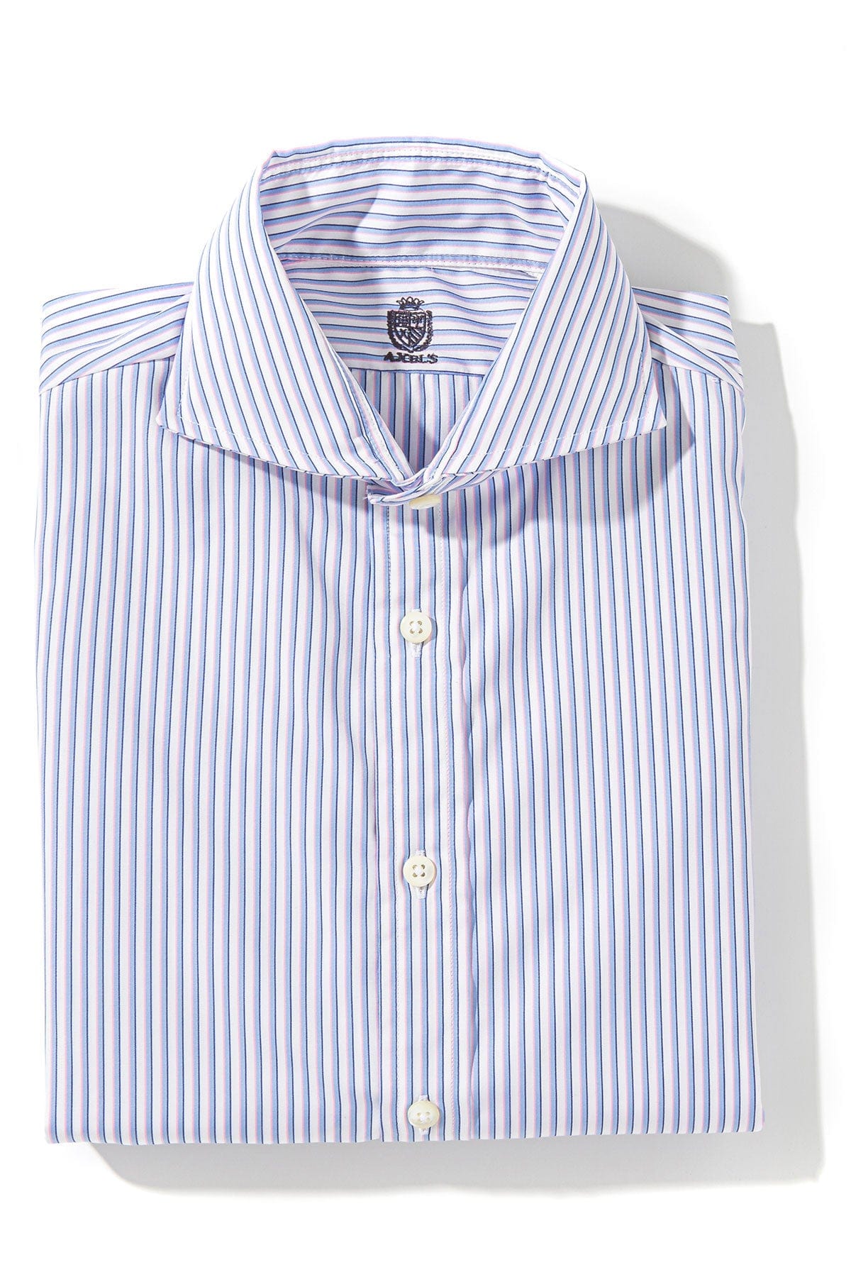 Axels-Is Poplin Blue Stripe Shirt In Pink Shadow Stripe Mens - Shirts - Dress
