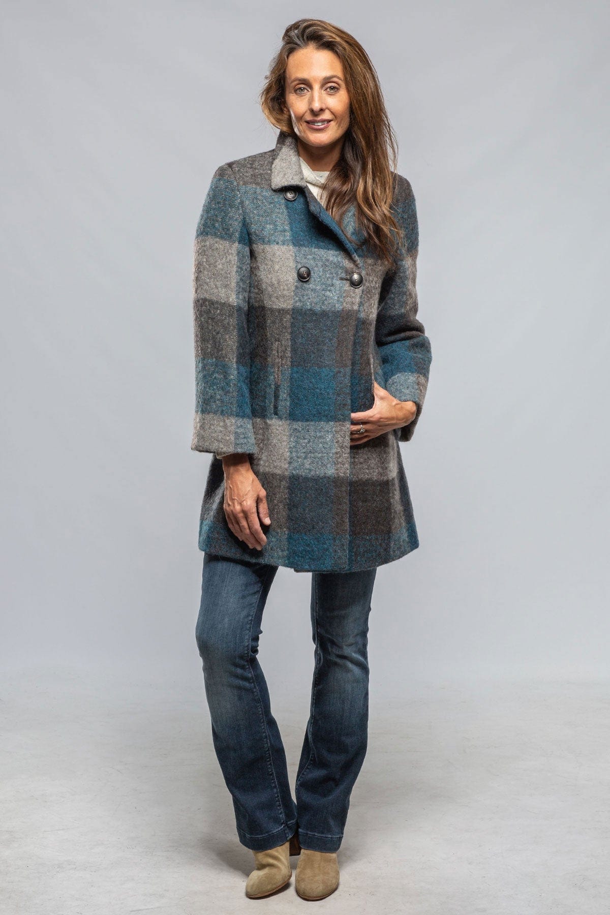 Lexi Dbl Brstd Plaid Swing Coat - AXEL'S