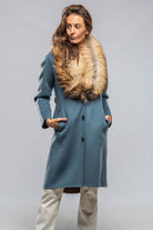 Liana Virgin Wool Coat in Blue - AXEL'S