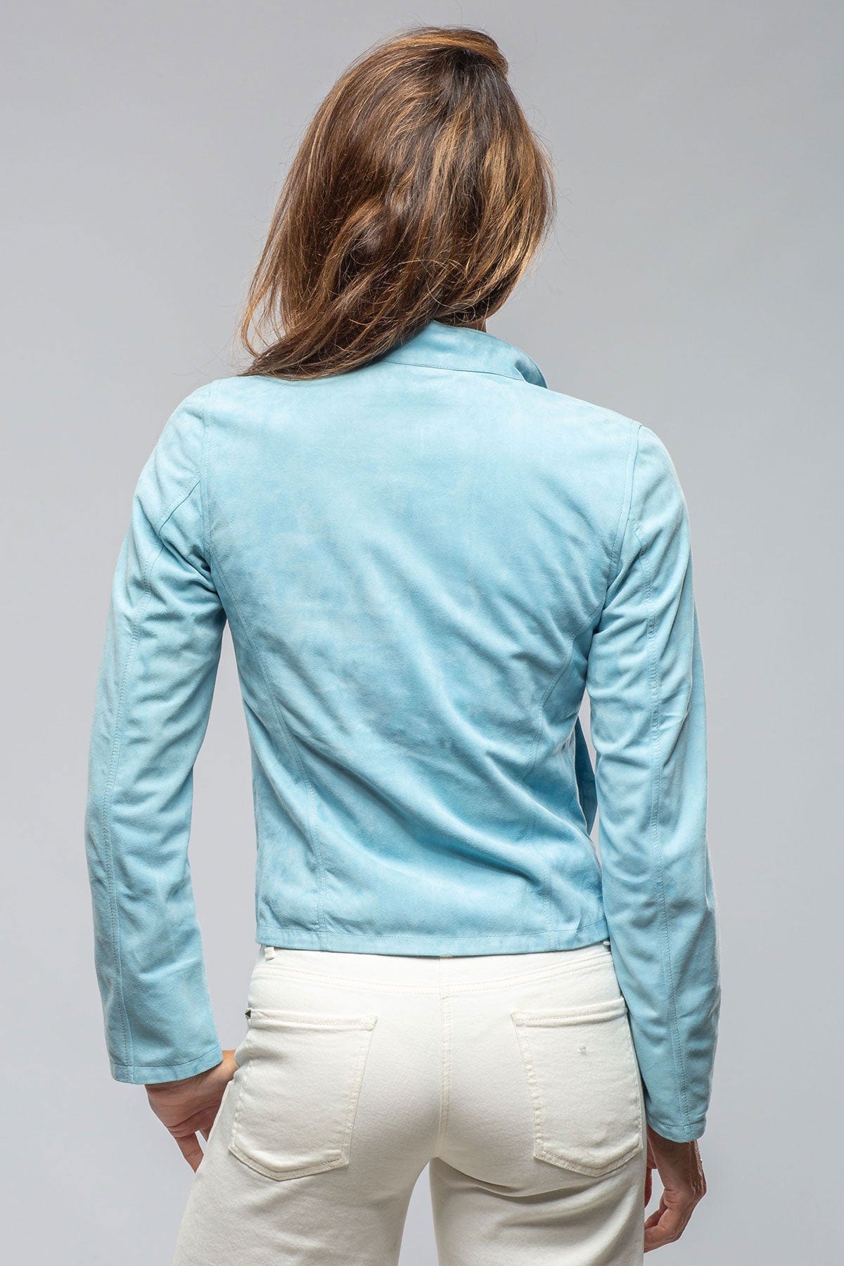 Parigi Suede Jacket In Light Blue - AXEL'S