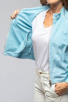 Parigi Suede Jacket In Light Blue - AXEL'S