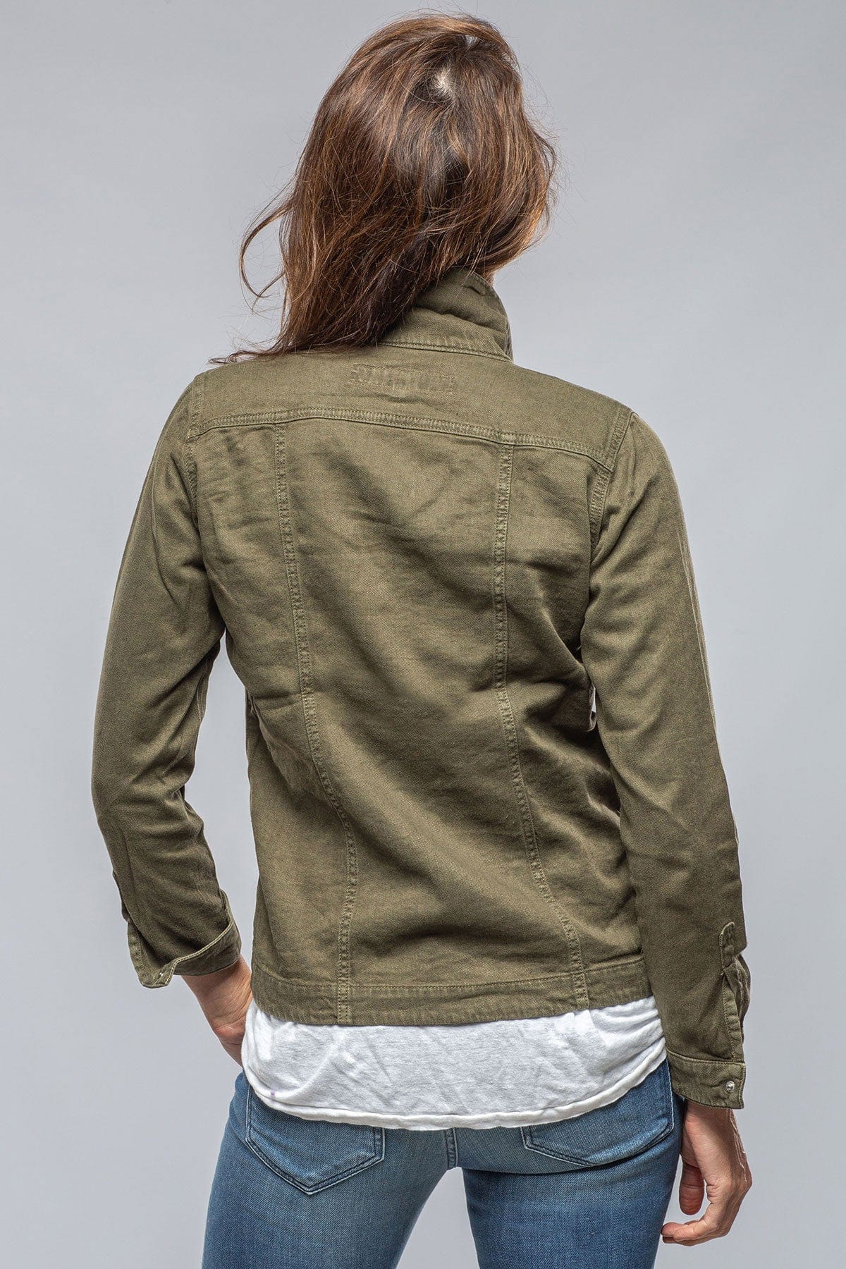 Axels Premium Denim Beale Cotton Linen Jacket In Army Ladies - Outerwear - Cloth