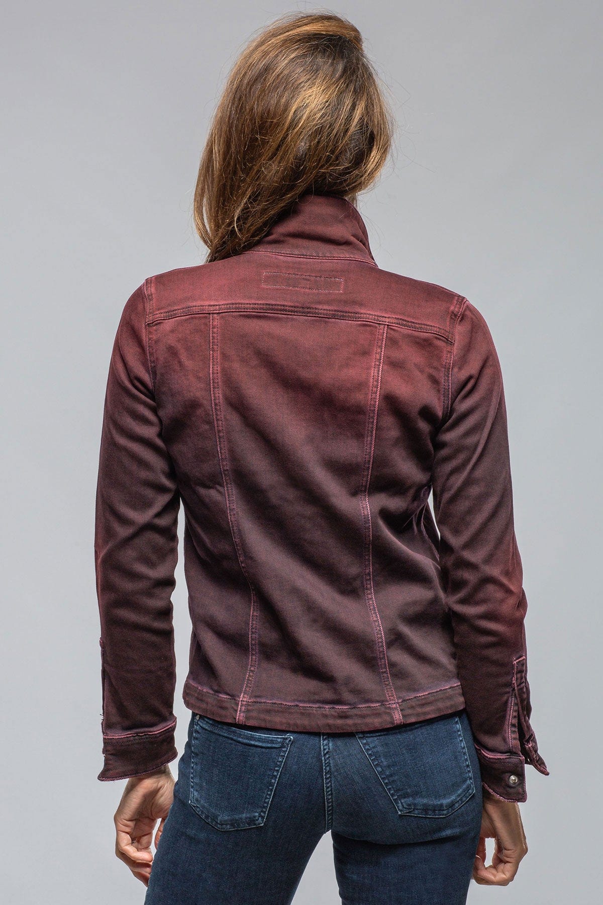 Beale Over-Dyed Denim Jacket In Bordeaux - AXEL'S