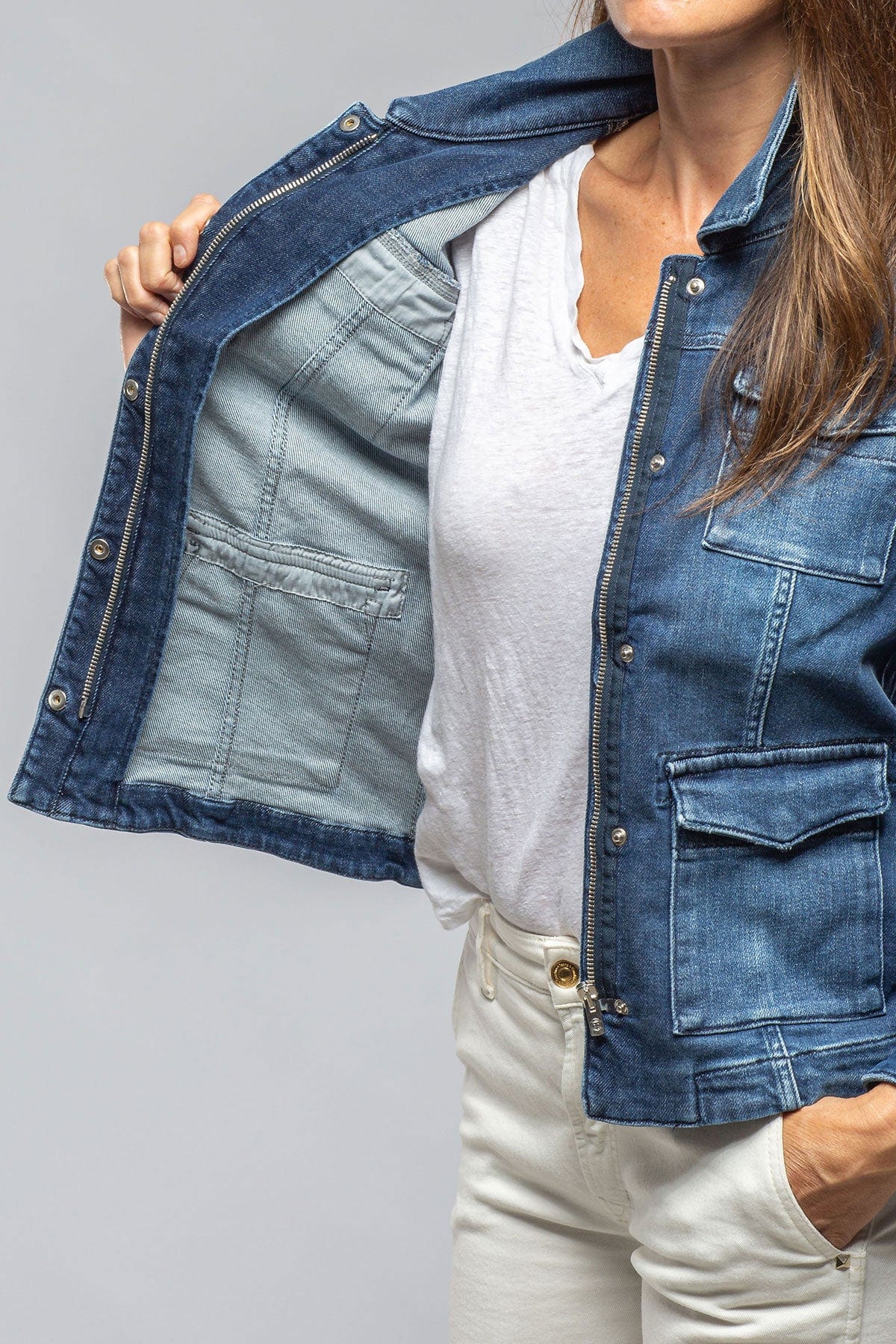 Axel's Premium Denim Beale Over-Dyed Denim Jacket In Mid Dark Blue | Ladies - Outerwear - Lightweight