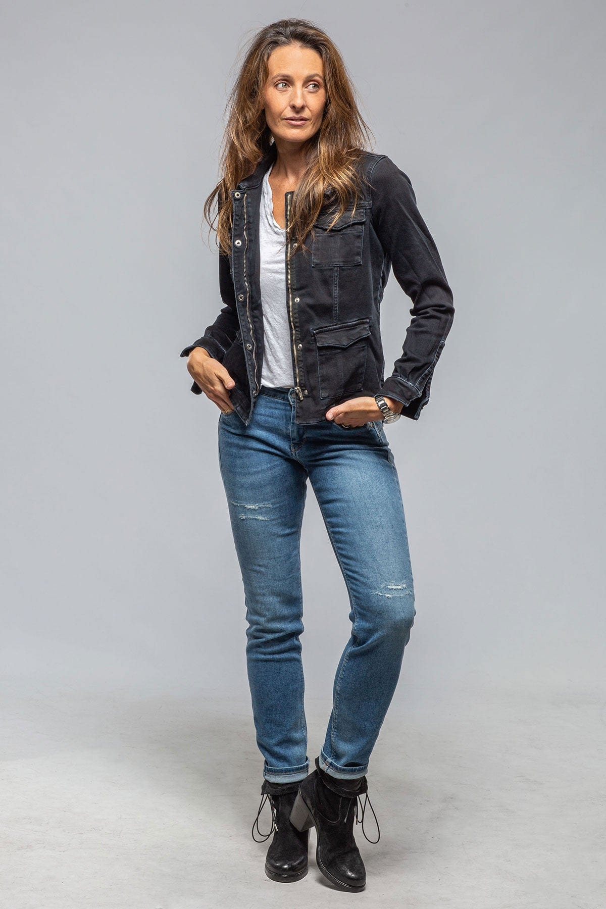 Axel's Premium Denim Beale Over-Dyed Denim Jacket In Nero | Ladies - Outerwear - Lightweight