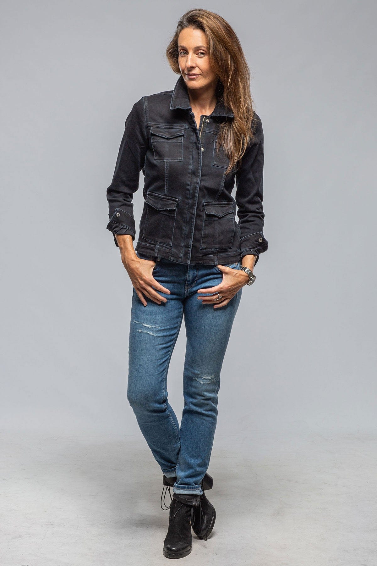 Axel's Premium Denim Beale Over-Dyed Denim Jacket In Nero | Ladies - Outerwear - Lightweight