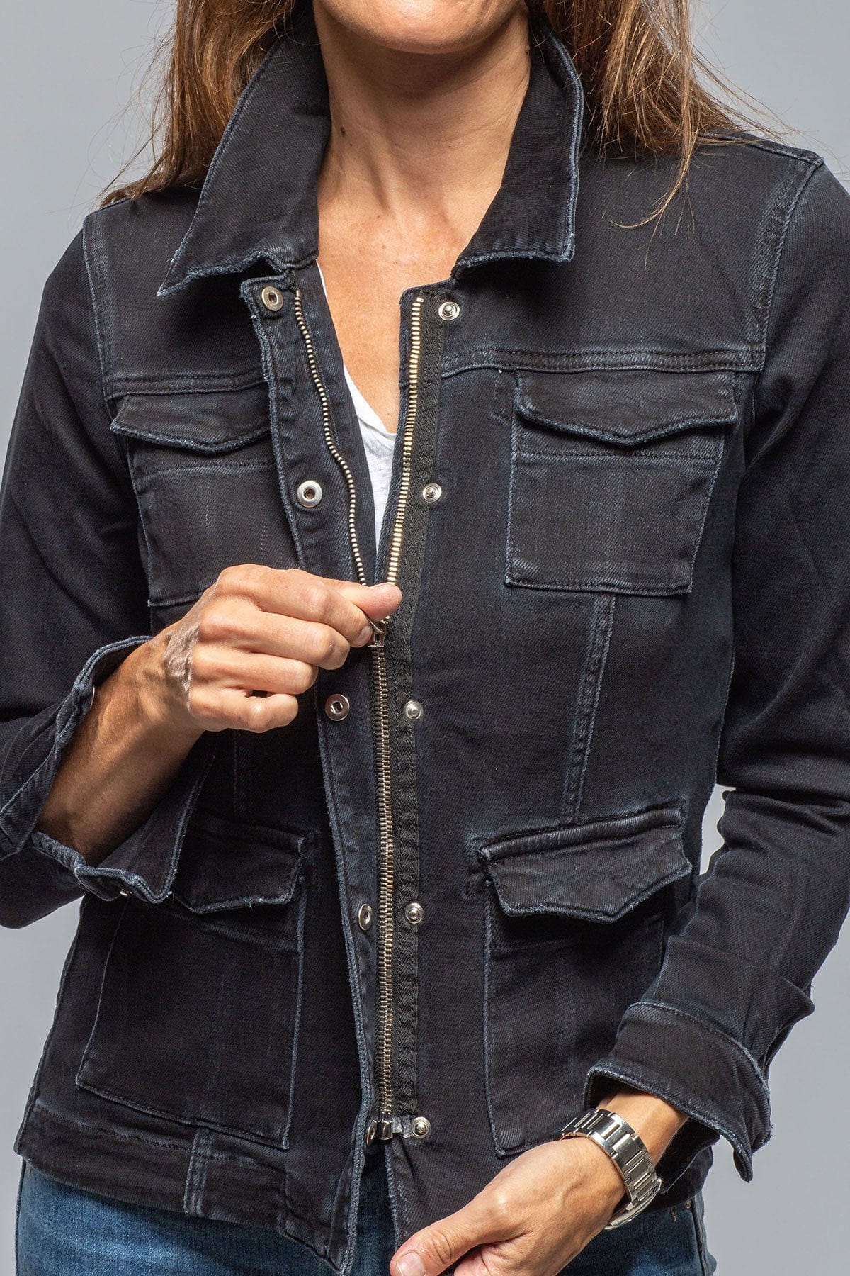 Axel's Premium Denim Beale Over-Dyed Denim Jacket In Nero | Ladies - Outerwear - Lightweight