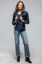 Axels Premium Denim Beale Velvet Denim Jacket In Navy Ladies - Outerwear - Lightweight