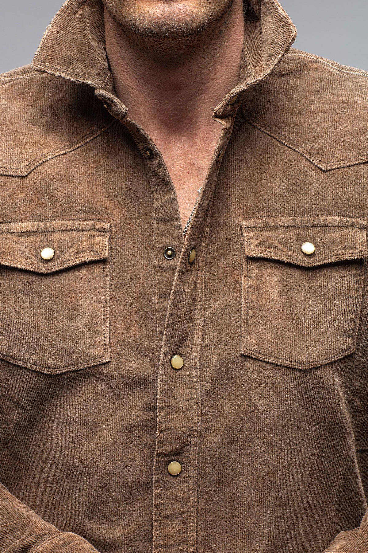 Prime Western Corduroy Snap Shirt In Liquirizia - AXEL'S