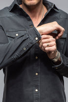 Ranger Colored Denim Snap Shirt In Anthracite - AXEL'S