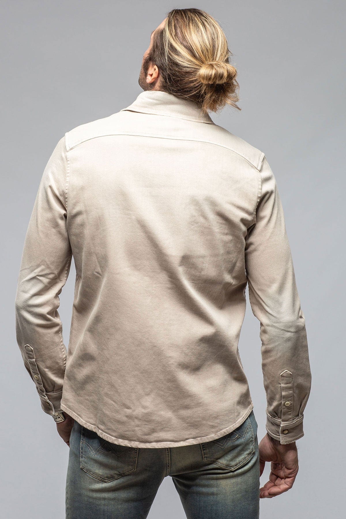 Axel's Premium Denim Ranger Colored Denim Snap Shirt In Ecru