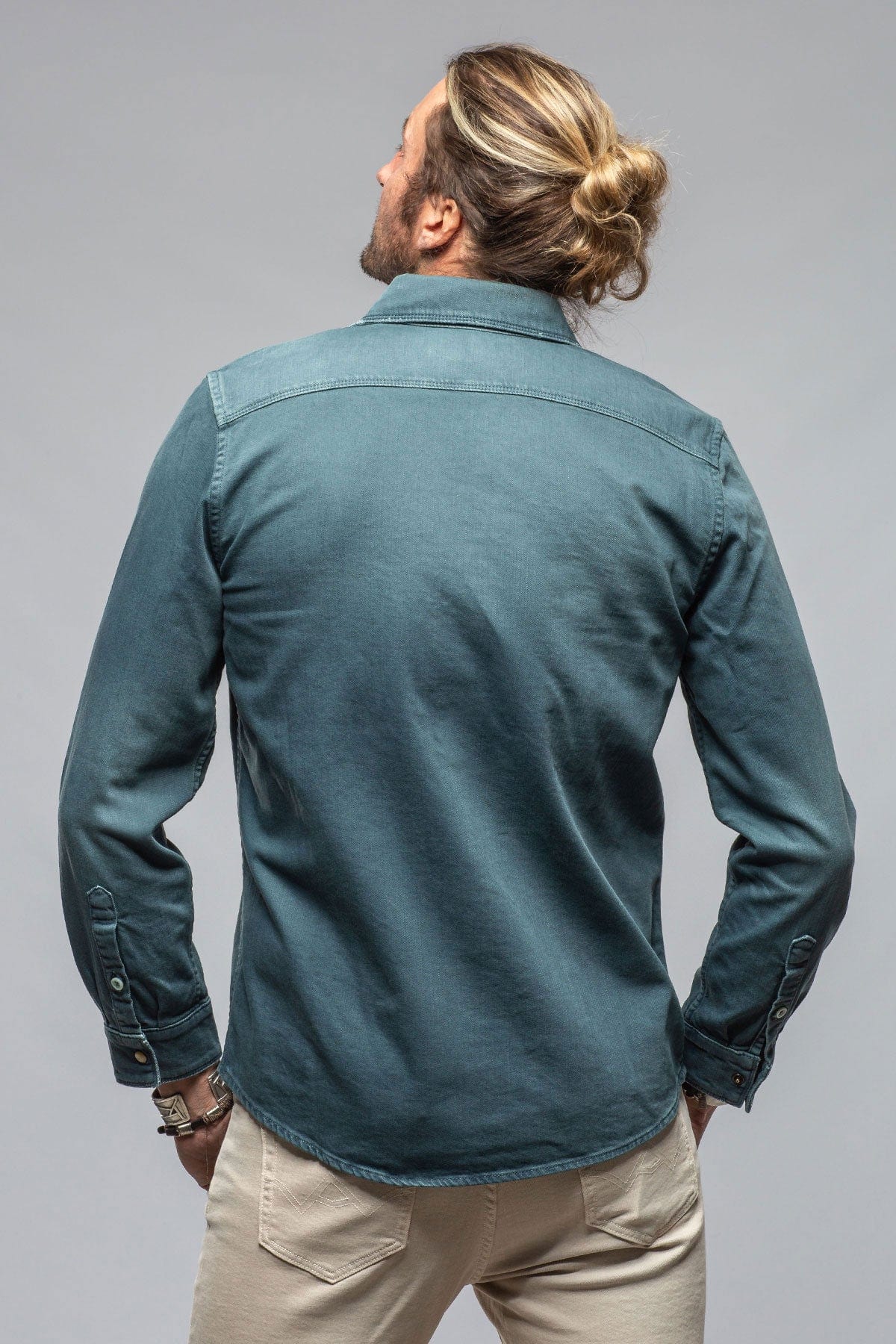 Ranger Colored Denim Snap Shirt In Ottanio - AXEL'S