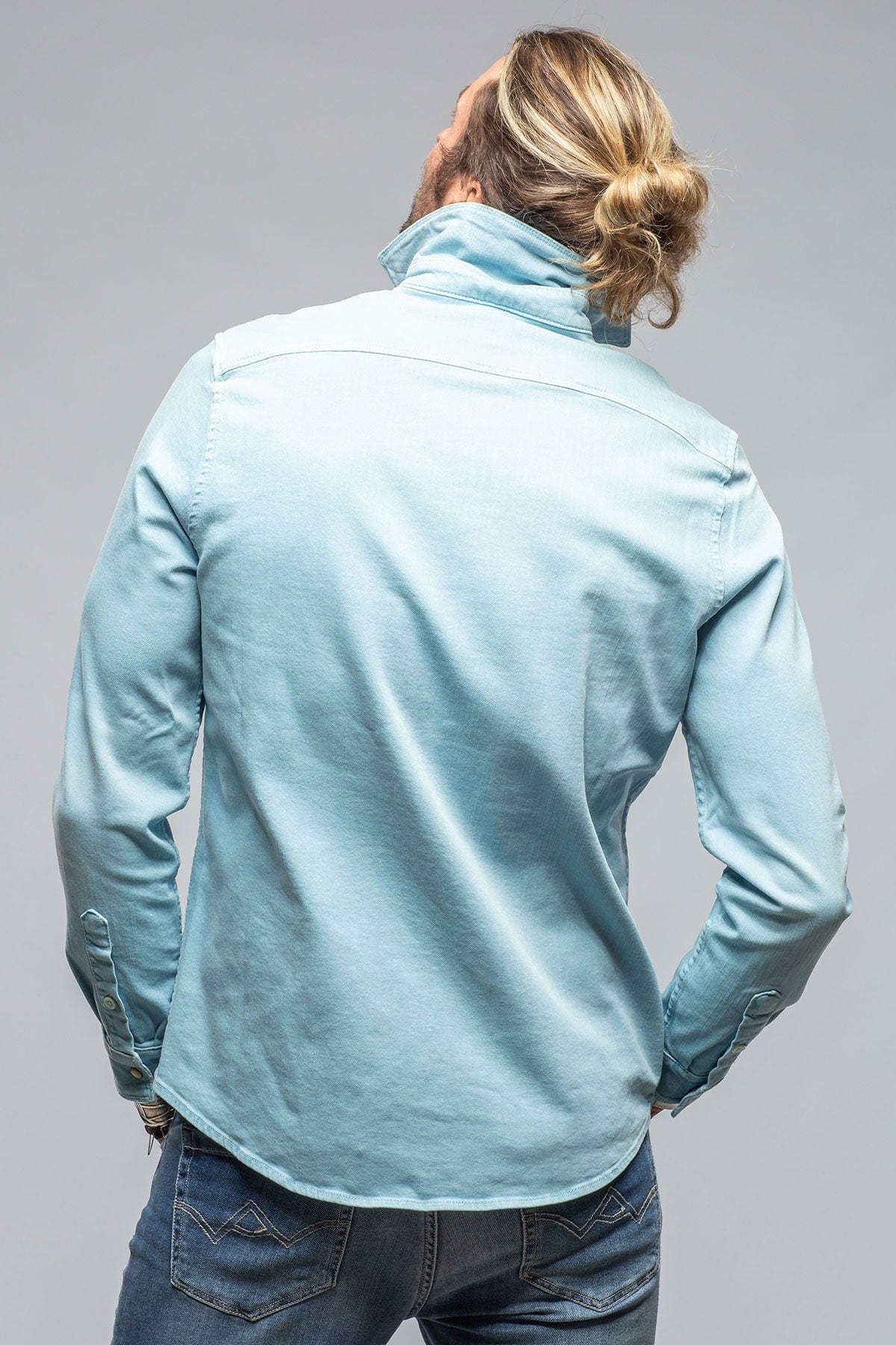 Axel's Premium Denim Ranger Colored Denim Snap Shirt In Pervinka