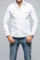 Axels Premium Denim Ranger Colored Denim Snap Shirt In White | Mens - Shirts