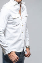 Axels Premium Denim Ranger Colored Denim Snap Shirt In White | Mens - Shirts