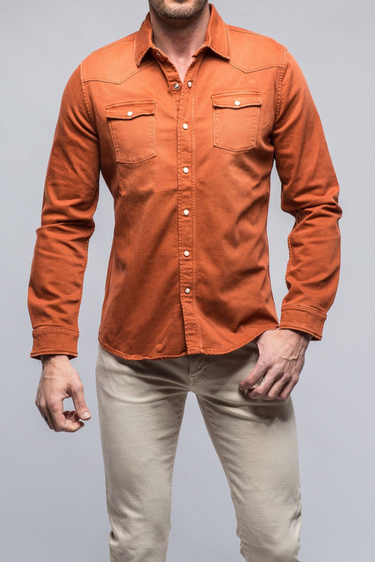 Ranger Colored Denim Snap Shirt In Coccio - AXEL'S