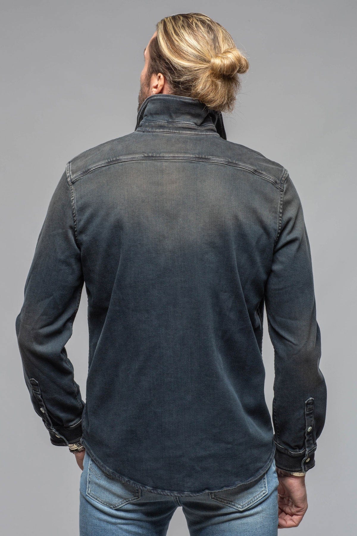 Axel's Premium Denim Roper Over-Dyed Western Snap Shirt In Anthracite | Mens - Shirts