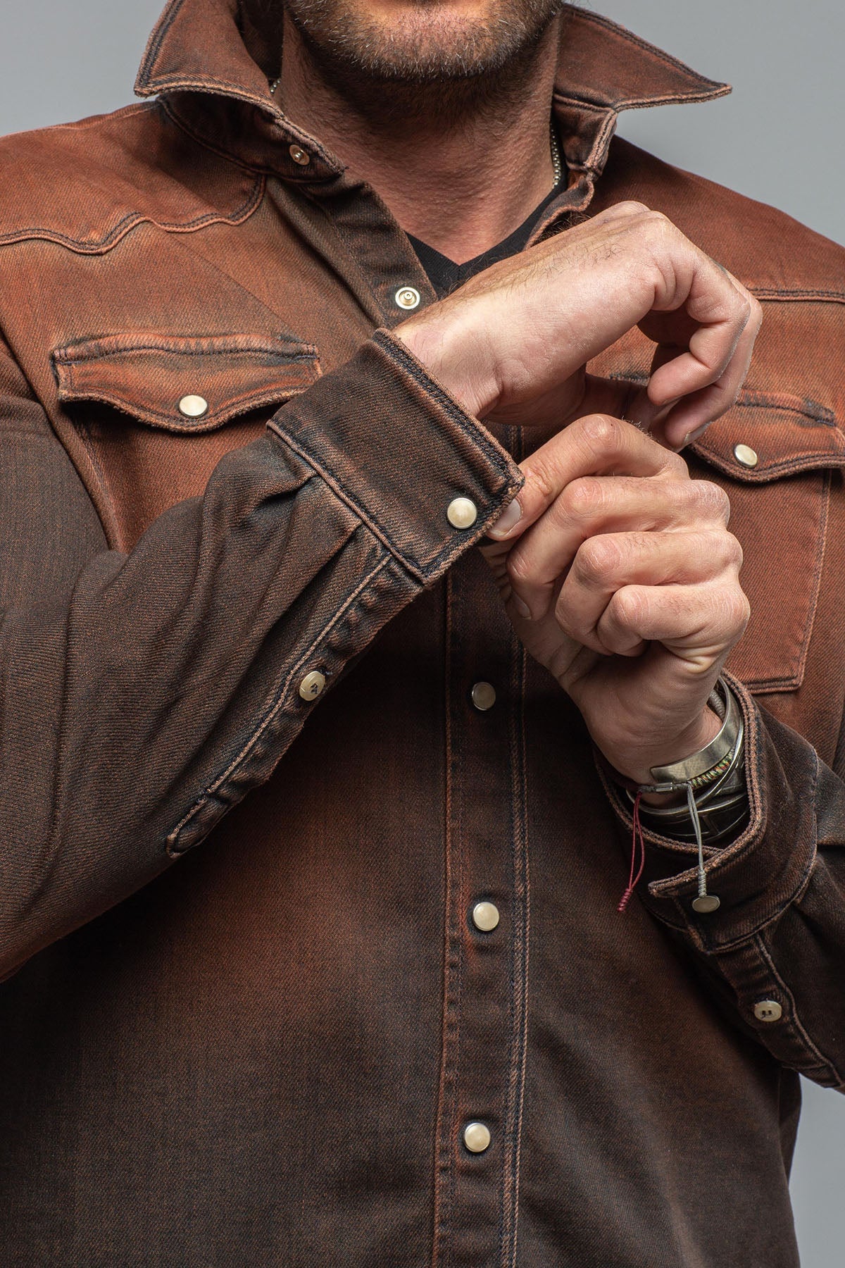 Roper Over-Dyed Western Snap Shirt In Ruggine Rust - AXEL'S