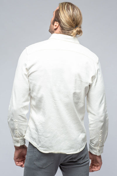 Sullivan Linen Cotton Snap Shirt In Off White - AXEL'S
